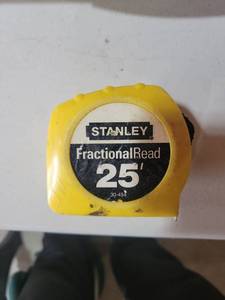 lot 20529 image: Stanley FractionalRead 25 Foot Measuring Tape - Retail $8