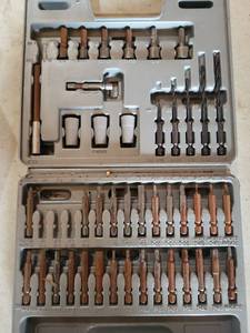lot 20583 image: Professional Drill Bit Set in Metal Storage Case missing a few bits. Check photos - Retail $25