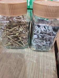 lot 20598 image: Glass Storage Jars with Screws and Hardware - Retail $8