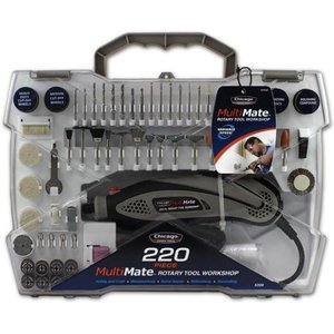 lot 20632 image: Chicago Power Tools 220pcs Rotary Tool Workshop 63558 missing a few bits check photos - Retail $141