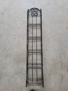 lot 20651 image: Black Metal 6-Tier Storage Rack with Decorative Top - Retail $25