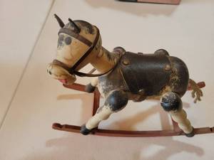 lot 20672 image: Wooden Rocking Horse with Saddle and Bridle - Retail $75