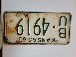 lot 20676 image: Kansas 1963 License Plate  - Retail $25