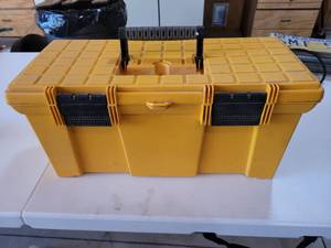 lot 20694 image: Yellow Tool Box with Mixed Hand Tools - Retail $15