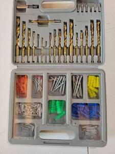lot 20700 image: Complete Drill Bit Set with Wall Anchors and Hardware - Retail $25