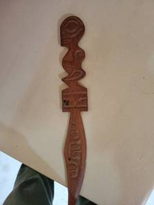 lot 20759 image: Carved Wooden Letter Opener with Decorative Handle - Retail $15