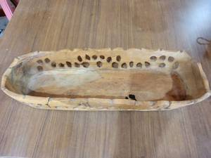 lot 20773 image: Carved Wood Bowl with Decorative Hole Pattern - Retail $25