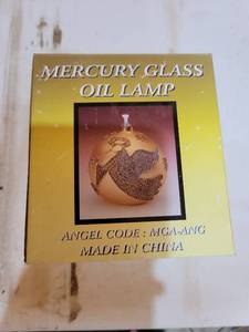 lot 20800 image: Mercury Glass Angel Oil Lamp - Retail $15