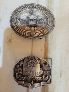 lot 20802 image: Canadian Prairie Town Commemorative Belt Buckles Set - Retail $15