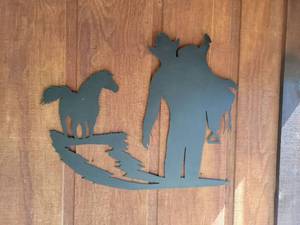 lot 20842 image: Western Cowboy and Horse Metal Wall Art Silhouette - Retail $25