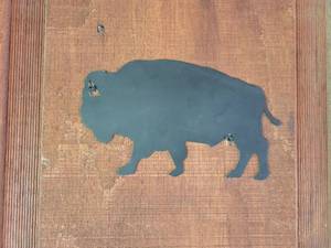 lot 20848 image: Wooden Buffalo Silhouette wrought iron - Retail $25