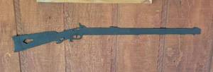 lot 20849 image: Wrought iron Rifle Cutout Wall Decoration with El Dorado KS Sign 47in length  - Retail $25