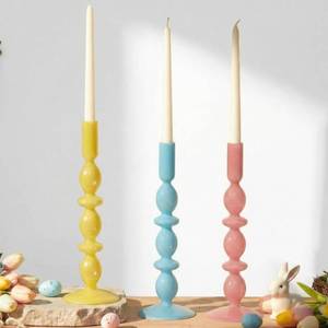lot 7837 image: Mumufy 3 Pcs 11 Inch Easter Candle Holder Glass Easter Egg Candlestick Holder Spring Taper Decorations Home Candlesticks Decorations Centerpieces Decor for Candle Fireplace Mantle Dining Gifts