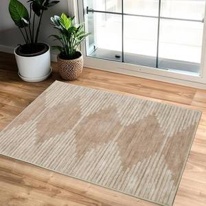 lot 8092 image: HelloTree 2x3 Entryway Rug, Indoor Small Machine Washable Area Rug Non Slip Backing Home Decor Floor Decoration Mat Boho Rugs for Entrance Kids Room Bedside Bedroom Carpet-Pink&Khaki