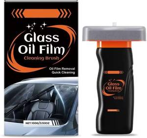 lot 8107 image: Glass Oil Film Remover for Car, Roll-On Glass Compound with Cleaning Board, Handheld Glass Oil Film Cleaning Brush Removes Oil Film & Smudges 100ml