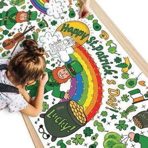 lot 8128 image: St Patricks Day Giant Coloring PosterTablecloth - St Patricks Day Crafts for Kids - 30 x 72 Inches Jumbo Coloring Banner Kids Games Gifts Activities Decor Party Favors
