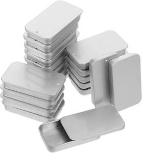 lot 8134 image: Hemoton Sliding Lid Tinplate Storage Box 2.36 Inch Compact Metal Organizer for Lip Balm Cosmetics Jewelry and Craft Supplies Storage