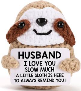 lot 8143 image: MBL Gifts for Husband Valentines Anniversary - Funny Crochet Sloth Valentines Day Birthday Wedding Engagement Romantic Gifts for Husband Him Man from Wife, I Love You Slow Much