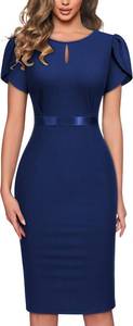 lot 8356 image: AISIZE Womens Elegant Puff Sleeves Keyhole Neck Cocktail Party Pencil Dress Size XXL