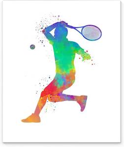 lot 8357 image: Male Tennis Player Sport Abstract Wall Art Print 11x14, Thank You, Christmas, Birthday, Fathers Day Gift for Dad, Teen Boy, Coach, Umpire and Fan. Bedroom, Club, Locker, Dorm Room Decor Idea