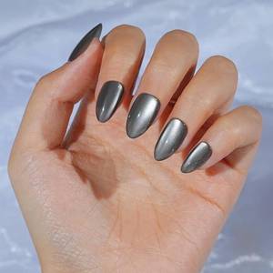 lot 8371 image: Black Cat Eye Press on Nails Almond, Jofay Fashion Soft Gel Fake Nails Medium, Reusable & Stylish Acrylic False Nails, Stick on Nails for Women Girls Gift, Glue on Nails Kit 32 Pcs