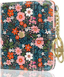 lot 8398 image: Aiawoxc Womens Wallet, RFID Small Wallets for Women, Slim Compact Credit Card Holder, Cute Leather Bifold Ladies Purse with Zipper Coin Pocket and ID Window, Cute Flowers