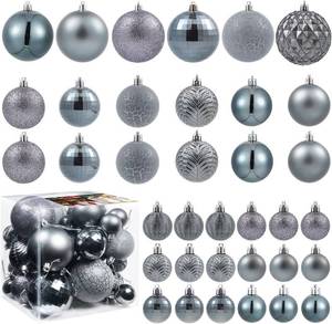 lot 8416 image: LANGXUN 36pcs Gery Christmas Tree Decorations Balls, Bolas De Navidad, 2025 Christmas Decor, Indoor Outdoor Shatterproof Christmas Ornaments, Xmars Party Wedding Suppiles