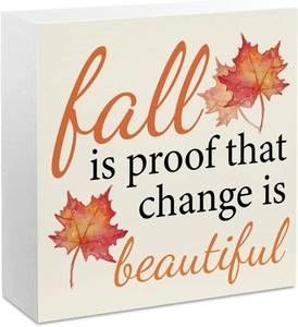lot 8417 image: Cute Funny Fall Decor Sign Decorations for Home Thanksgiving Halloween Housewarming New Gifts for Woman Men Colleagues Friends Office Desk Decor Fall is Proof Sign