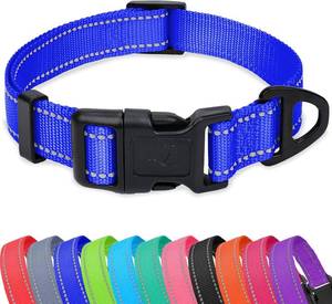 lot 8430 image: Taglory Reflective Adjustable Dog Collars for Puppy Small Medium Large Dogs, Thin Nylon Webbing and Quick Release Plastic Buckle(Royal Blue, XSmall)