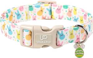 lot 8431 image: Easter Day Dog Collar, UP URARA PUP Easter Bunny Adjustable Pet Collar with Quick Release, Colorful Rabbits Dog Collars for Small Medium Large Dogs
