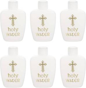 lot 8467 image: MAGICLULU 6Pcs Small Holy Water Bottle 60ML Holy Water Plastic Bottle Empty Containers with Gold Cross for Easter Halloween Catholic Christian Baptism Party Prop