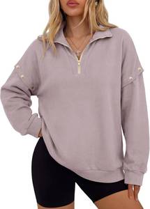 lot 8482 image: Womens Sweatshirts quarter Zip Cropped Pullover Hoodies 2026 Spring Fashion Outfits Clothes with Detachable Sleeves Size Small