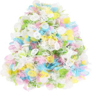 lot 8491 image: 33FT Easter Tinsel Garland,Colorful Eggs Twisted Strip Wreath, Spring Hanging Strip Ornaments Decoration for Holiday Doors, Fireplaces, Mantelpieces, Windows, Outdoor Party Party Decorations