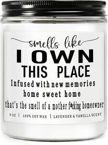 lot 8497 image: House Warming Gifts New Home,Funny New Home Gift Ideas Scented Candle,Housewarming Gifts for Women,Men,Couple,Friends,New House Must Haves,Closing Gift for Home Buyers 9 oz