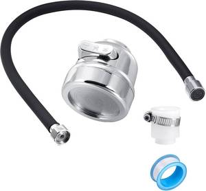 lot 8502 image: Faucet extension pipe, which can be bent 360  prevent water splashing, equipped with universal connector and multi-mode spray, suitable for laundry roombathroomoutdoor garden(black, 29.5 in)