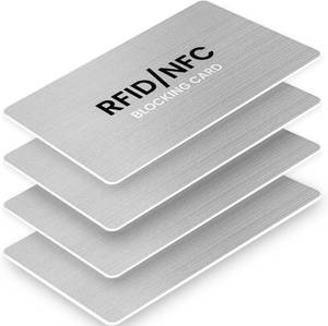 lot 8504 image: RFID Blocking Cards, Premium Contactless NFC Debit Credit Card & Passport Protector Blocker Set for Men & Women - Smart Slim Design One Card Protects Entire WalletPurse Safe - Silver 4 Pack