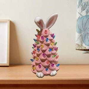lot 8511 image: 2026 Newly Lighted Easter Bunny Resin Tabletop Tree 6 Inches Pre-Lit Rabbit Figurines with Colorful Lamp Beads and Bunny Ear Top Spring Easter Holiday Decor Gifts