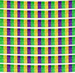 lot 8147 image: 10 Pack 10 Feet Mardi Gras Foil Fringe Garland Mardi Gras Parade Float Fringe Metallic Streamers Tinsel Fringe Banner for Birthday Party Decor St Patrick Halloween Christmas Decoration