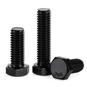 lot 8158 image: 14-20 x 1-34 Hex Head Bolts, Fully Threaded, Stainless Steel 304(18-8) Bolt, Black Finish, Quantity 20