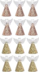 lot 8163 image: Red Co. Set of 12 Glass 3.5 Praying Holy Angel Figurines, Hanging Christmas Tree Ornaments