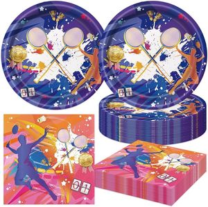 lot 8176 image: 40Pcs Badminton Birthday Party Plates and Napkins for Kids Baby Shower Tableware Supplies Badminton Birthday Party Decorations
