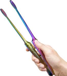 lot 8197 image: JETKONG Stainless Steel Kitchen Tongs, Serving Tongs for Cooking, 10.6 Metal Food Tongs with Non-Slip Comfort Grip, Non-Stick Cooking Tongs Heat Resistant BBQ Tong Grill Tong (Rainbow)
