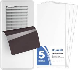 lot 8213 image: High Strength Magnetic Vent Cover for Home 5 Pack (4.84 x 10.83) for Floor, Wall and Ceiling Steel Registers, Home and RV - White