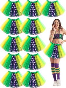 lot 8219 image: Chicingyou 12 Pcs Mardi Gras Tutus Bulk Multicolor Tutu Skirt Green Yellow Purple Mardi Gras Accessories for Women