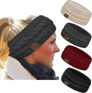 lot 8221 image: Loritta 4 Pack Womens Winter Headbands Fuzzy Fleece Lined Ear Warmer Cable Knit Thick Warm Crochet Headband Gifts