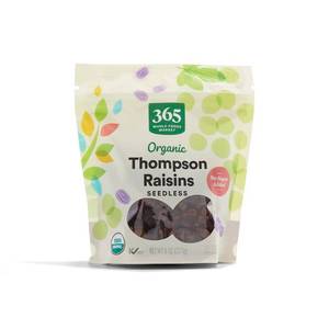 lot 8229 image: 365 by Whole Foods Market, Organic Thompson Raisins, 8 Ounce