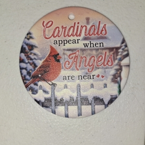 lot 8230 image: CARDINALS APPEAR WHEN ANGELS ARE NEAR christmas tree tag