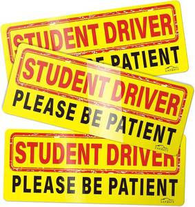 lot 8247 image: Student Driver Magnet for Car, Please Be Patient Student Driver Magnet Sticker, Magnetic New Driver Vehicle Reflective Sign for New Driver (3 Pcs)