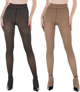 lot 8582 image: EXQUISLIFE Fleece Lined Tights Sheer Women - Fake Translucent Warm Pantyhose Leggings Sheer Thick Tights, for Winter