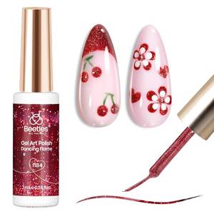 lot 8655 image: Beetles Red Cat Eye Gel Liner Nail Polish Glitter Gel Nails Art polish French Tip Swirl Nail Art Paint Soak Off UV Lamp Built Thin Nails Brush in Bottle Manicure Gifts for Women